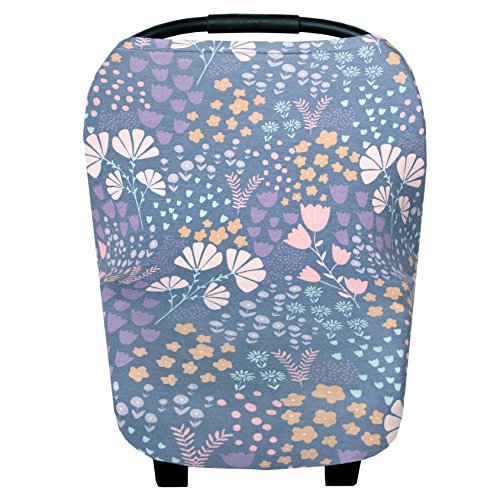Image of Baby Car Seat Cover Canopy and Nursing Cover Multi-Use Stretchy 5 in 1 Gift "Meadow" by Copper Pearl