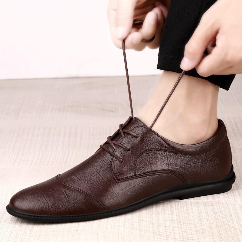 Luxury Leather Men's Oxford Dress Shoes Lace-up Cap Toe Anti-Slip Shoes for Office Business3