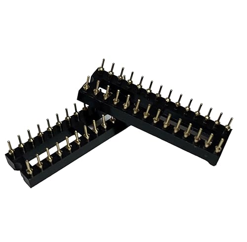 Miniatura 3 de Chapado en oro 20 unids DIP-28 pines IC Round Hole Socket Adaptor 0.100 in Paso 7.6 Fila Paso 2 Fila 28 Pines Redondos Soldadura (DIP-28 pines)