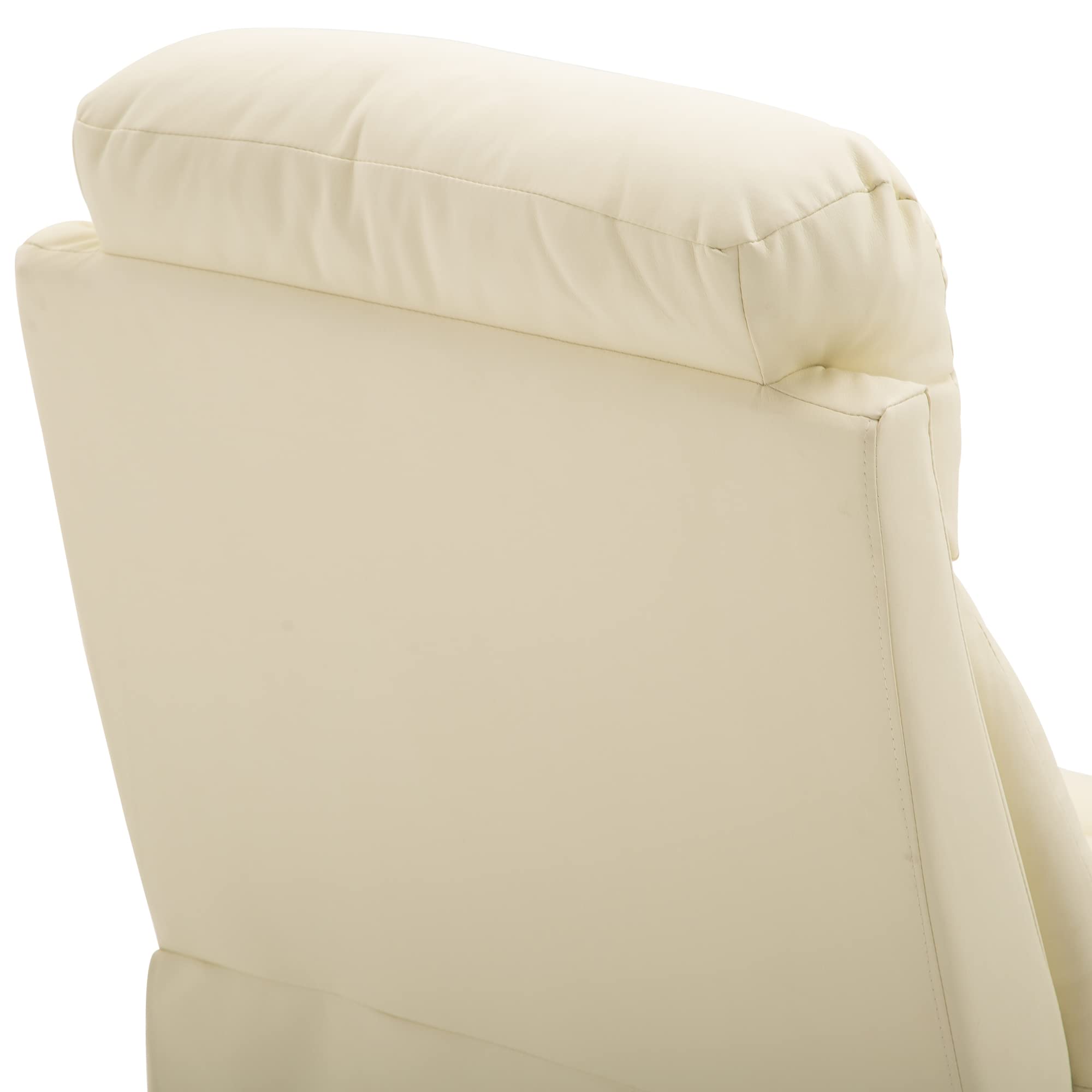 HOMCOM Sillón Relax Reclinable 150° con Respaldo Alto 80x97x107 cm Blanco | Butaca de Salón， Tapizado en PU, Reposapiés Retráctil, Resposabrazos, para Dormitorio