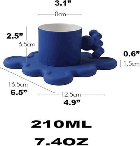 Miniatura 2 de Taza creativa de cerámica taza de café y platillo, 7.1 fl oz, taza estética reutilizable de cerámica esmerilada para bebidas fríascalientes, 5