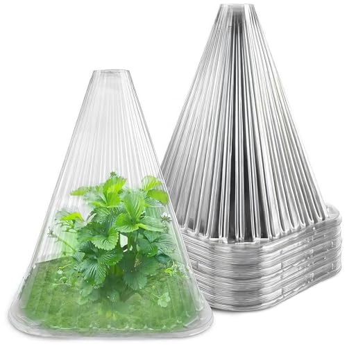 Nexoria Pflanzenschutzhaube, 20 Stück Pflanzenhut Schneckenkragen Sonnenhut Für Pflanzen Schneckenschutzring Pflanzglocke Für Pflanzhilfe Pflanzenschutz Vor Frost, Schnecken Und Vögeln (Weiß)