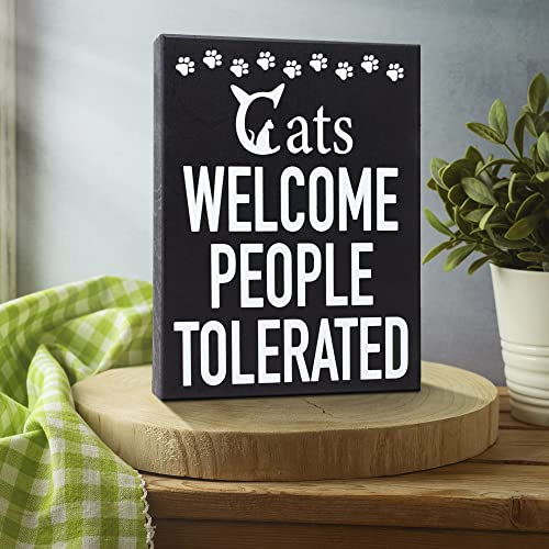 JennyGems-Funny-Cat-Owner-Gift-Cats-Welcome-People-Tolerated-Wooden-Sign-Cat-Mom-Decor-Made-in-USA-Christmas-Gift-for-Cat-Lovers JennyGems Funny Cat Owner Gift Cats Welcome People Tolerated Wooden Sign Cat Mom Decor Made in USA Christmas Gift for Cat Lovers