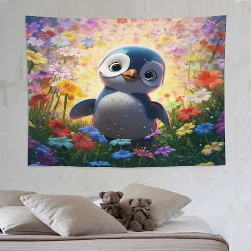 Tapis mural pingouin mignon pour créer un cocon esthétique dans votre dortoir