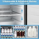 KOTEK 2.9 Cu.ft/115 Cans Beverage Fridge, 32 to 50℉, Under Counter Freestanding Beverage Center w/Stainless Steel Door, Digital Temperature Control, Mini Bar Fridge without Freezer for Home
