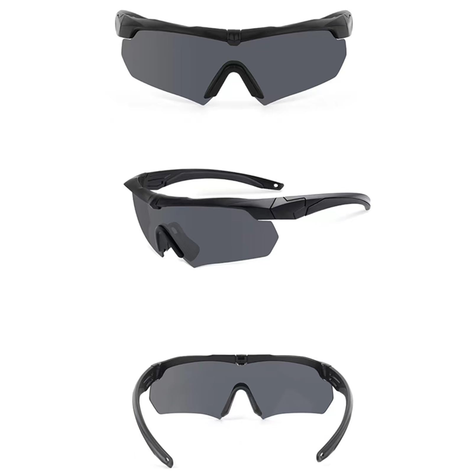 Tactical Eyewear Anti Fog with 3 Interchangeable Lenses Outdoor Unisex Shooting Glasses (Black Frame,Khaki Frame)