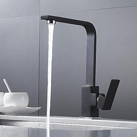Grifo de Cocina Mezclador de Lavabo Cuadrado Acero Inoxidable con Mangueras Caliente y Frío Cover