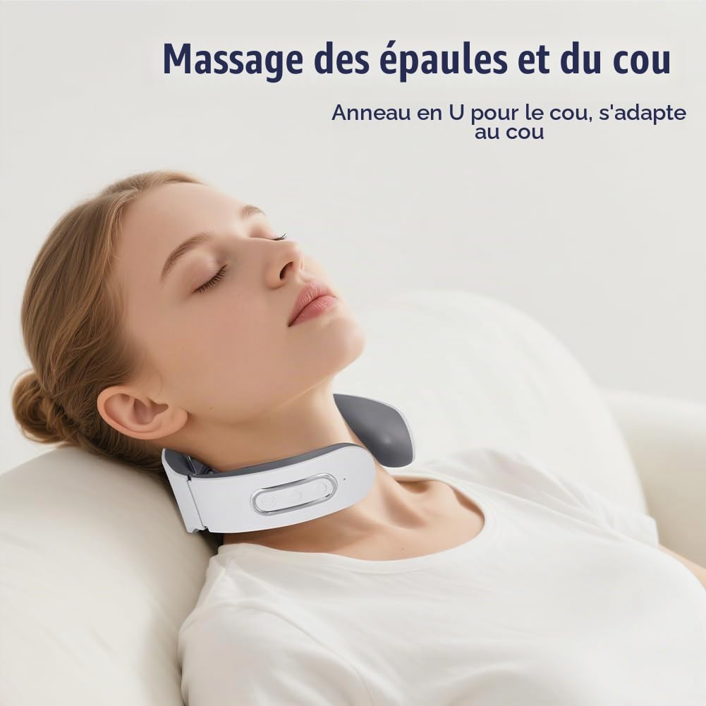 Aolso Masseur Cervical, Masseur de Cou Electriqueavec Thérapie Thermique à 42°C, 6 Modes 9 Intensités Massage Cervicales et Cou Portable, Masseur Cervicales et Cou Chauffant Pour Maison, Bureau