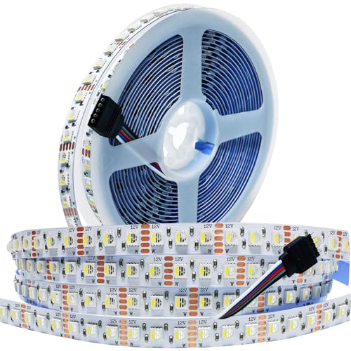 Tesfish Striscia LED 12V, 4 in 1, RGBW RGB + Bianco 6000K 540 LEDs 5M Colori Misti Strisce SMD 5050 IP20 Nastri Luci Colorate per Camera da Letto, Decorazione Cucina