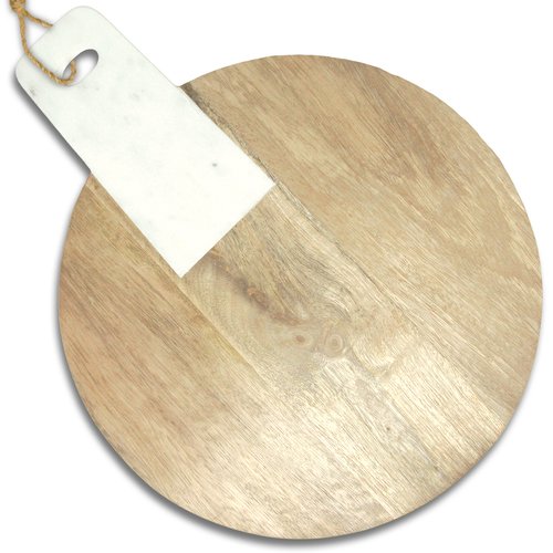 Sassafras Round Mango Wood & White Marble Cheese & Bread Board