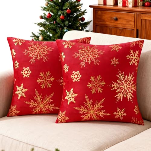 Brylleii 2er Kissenbezug Weihnachten 50x50 Gold Weihnachtskissenbezug...