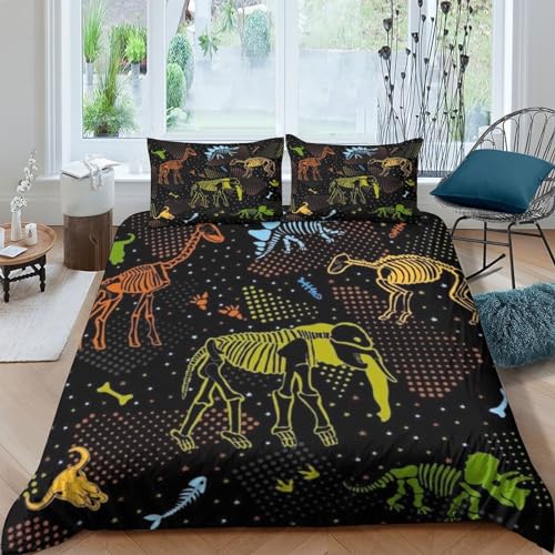 Parure couette dinosaure 3D 220x240 zippée en microfibre douce lavable pour lit double - 2