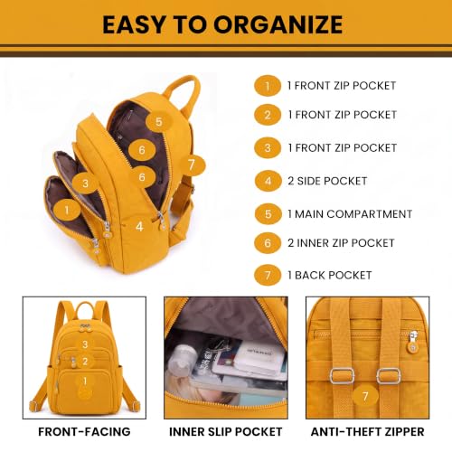 Image of TS WITH TECHSUN Stylish Lightweight Water Resistant Backpack for Women Girls | Anti-Theft Adjustable Shoulder Strap Bag | Multipocket Daypack for Travel, Shopping, Office, Work