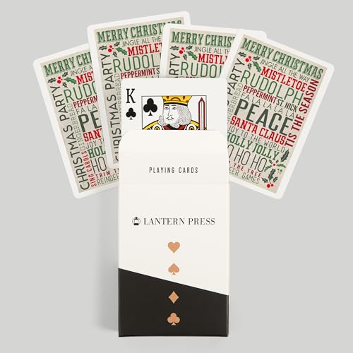 Lantern Press Christmas Typography, 52 cartas poker para adultos miniatura 6