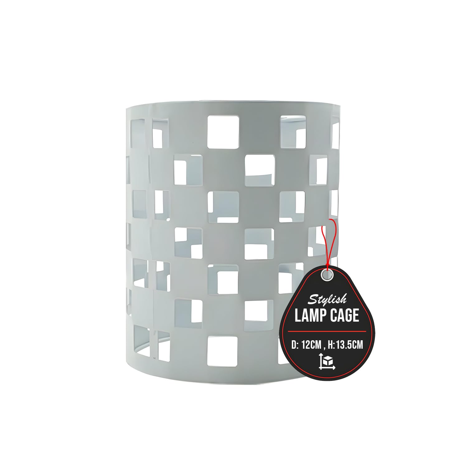 LEDSone Easy Fit Metal White Drum Lamp Shade for Ceiling Light Wire Cage Lampshade for Pendant Light Shade for Kitchen Hall (White)
