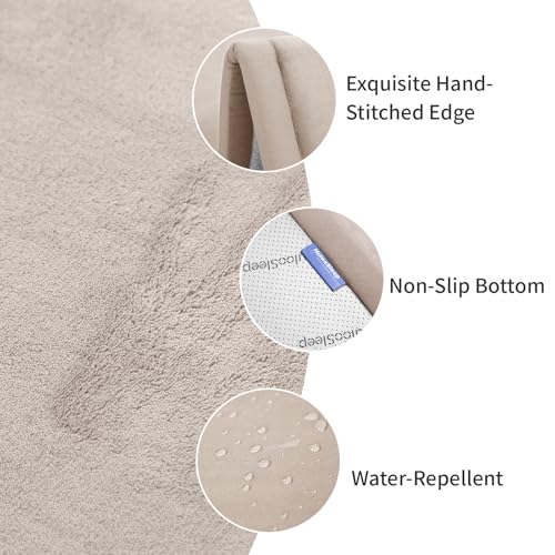 Image of Ultra Soft Baby Play Mat for Floor, 1.3 inch Thick Elasti-Foam 65x50 Play Mat for Playpen,Water-Repellent Coral Velvet for Tummy Time, Non-Slip Backing,Safe for Toddlers & Infants(Beige)