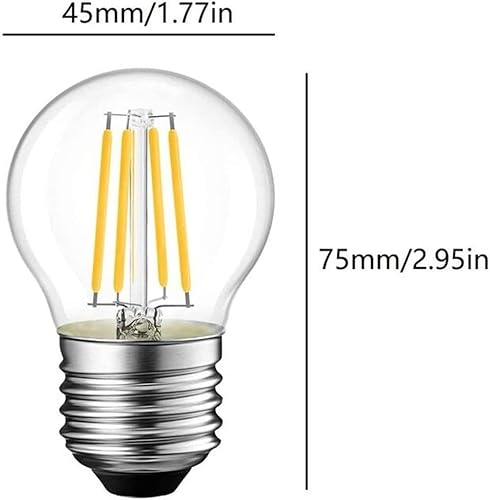 Miniatura 4 de Bombillas LED Edison, no regulables 4 W G45 2700 Kelvin E26, bombilla LED incandescente equivalente a 40 W, bombilla blanca cálida incandescente