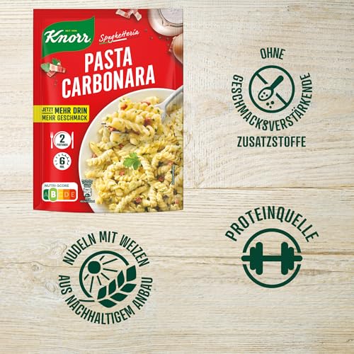 Knorr Spaghetteria Nudel-Fertiggericht Pasta Carbonara leckeres Nudelgericht fertig in 6 Minuten 2 Portionen – Bild 7