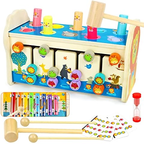 jerryvon Juguetes Montessori 4 en 1 con Xilofono y Juegos de Gopher Cover