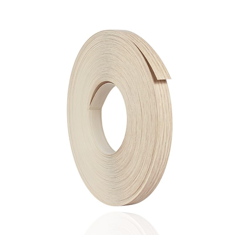 Light Oak Edge Banding, 15/16" x 50ft PVC Edge Banding Tape, 1mm Thick Wood Grain Veneer Edging for Modern Cabinet Refacing, Dressers, Plywood Edge Trim & Wood Veneer Sheets