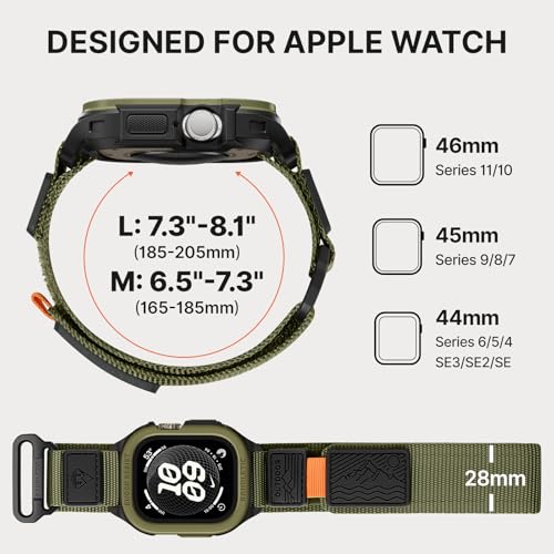 Image of Bandletic Rugged Case with Band Compatible with Apple Watch 49mm(Ultra 3 /2 /1),46mm(Series 11 /10), 45mm(Seriess 9 /8 /7),44mm(SE3 /SE2 /SE /6 /5 /4), Protective Cover Sport Accessories for iWatch Men