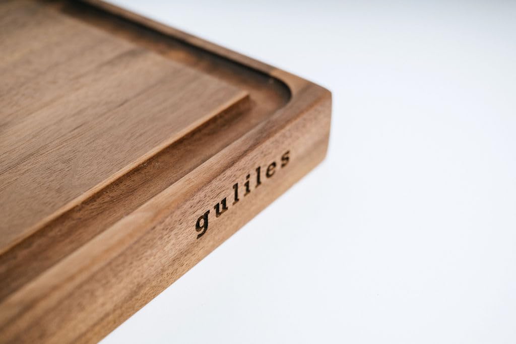 Tabla de cortar hecha a mano de madera de nogal natural barnizada | comestible para la preparación de alimentos, carne, verduras, pan, galletas y queso (L)