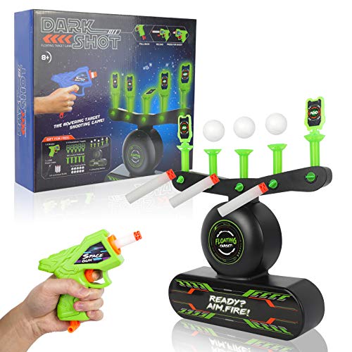 STOTOY Glow in The Dark Shooting Games - Compatible Pistola Target, Juego de Tiro de Bolas Flotantes para Niños con Pistola de Dardos de Espuma, 10 Blancos de Bolas Flotantes y 5 Blancos Volteables