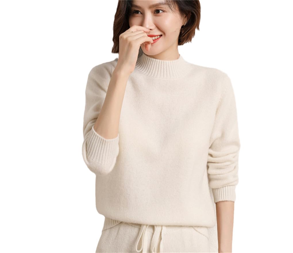 Suvoiier Maglione Intrecciato in Lana con Collo A Lupetto, Pullover Lavorato A Maglia da Donna, Top Larghi