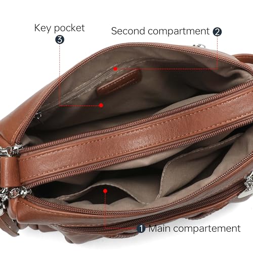 Image of Womens Purses and Handbags Ladies Pocketbooks Soft Leather Crossbody Bags for Women Multi-Pocket Shoulder Bag