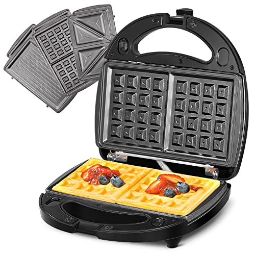 Fohere 3-In-1 Sandwich Maker, Waffle Maker, Sandwich Grill, Portable Electric Panini Press With Removable Non-Stick Plates, Led Indicator Lights, Cool Touch Handle, Toaster, Grilled Cheese Machine #TOP13