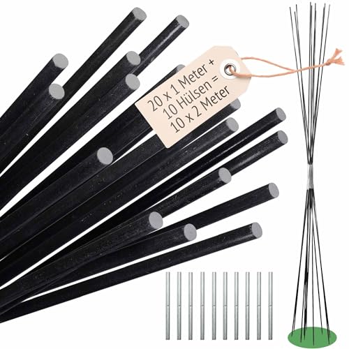 10 stabile Schwarze Rankstäbe Rankhilfe 200 cm (2 Meter) 7 mm Dm Pflanzstäbe aus Glasfasern 20 x 1 m + 10 Steckhülsen 150 mm flexibel, Nicht biegsam 10 stabile Schwarze Rankstäbe Rankhilfe 200 cm (2 Meter) 7 mm Dm Pflanzstäbe aus Glasfasern 20 x 1 m + 10 Steckhülsen 150 mm flexibel, Nicht biegsam