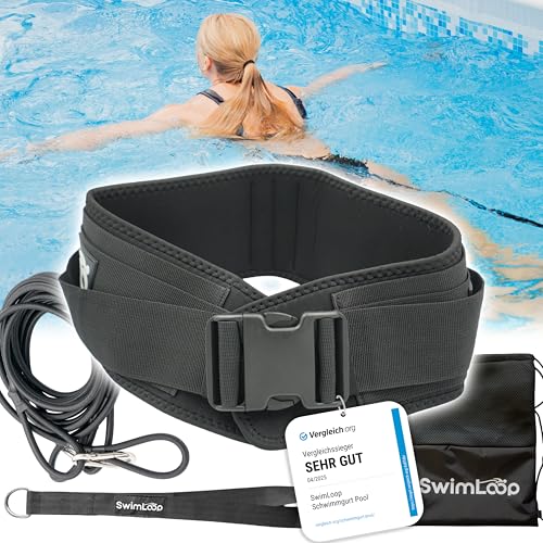 SWIMLOOP Cinturón de Natación – Entrenador de Natación para el Hogar, Banda de Resistencia, Natación Estacionaria, Alternativa al Sistema de Contracorriente