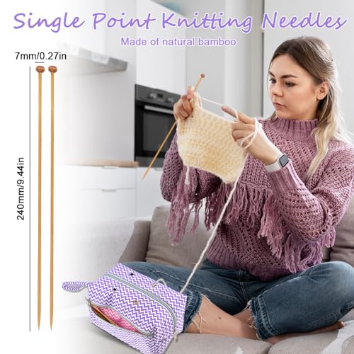 Image of zxbaers Crochet Bag Organizer, Yarn Bag with Thread Cutter, Portable Yarn Storage Organizer Knitting Bag Crochet Accessories, Gifts for Crochet Lovers, Large, Purple,White