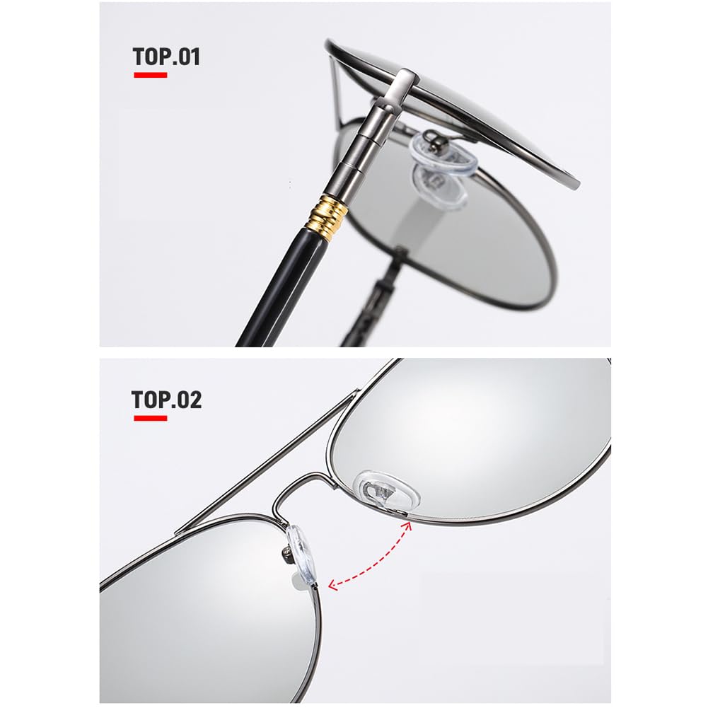 JIETIAN Gafas de Lectura fotocromáticas multifocales progresivas para Exteriores con Lentes asféricas de Resina de 1,56 para presbicia / UV400,01,+1.5
