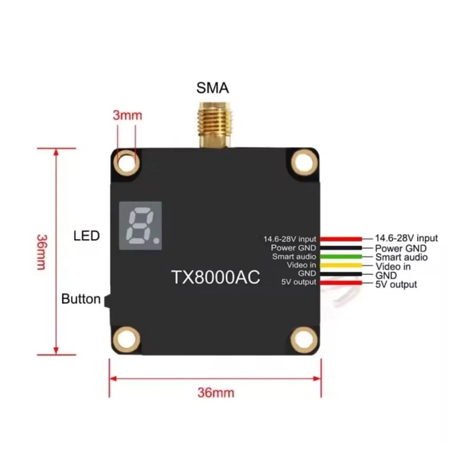 Kompatibel mit AKK, TX8000AC FPV VTX Video Transmitter Rush Racing