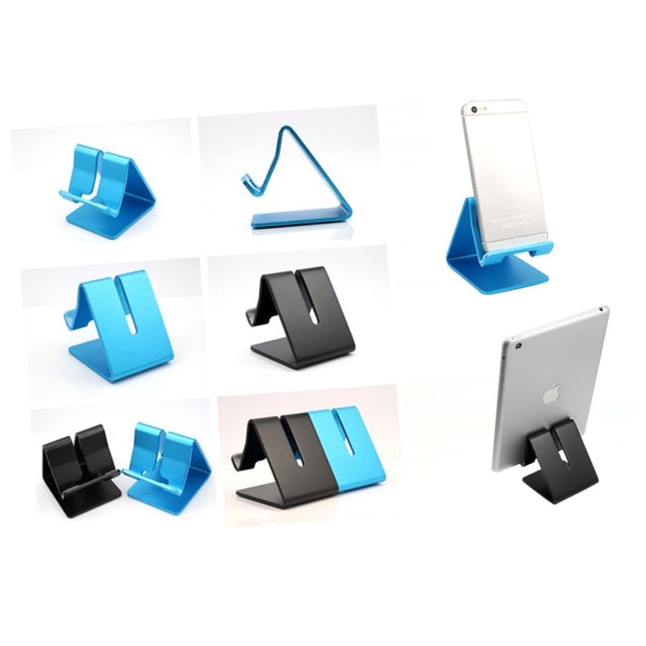 TEHAUX Ergonomic Aluminium Tablet and Phone Stand Holder - Design Compatible for Use Black