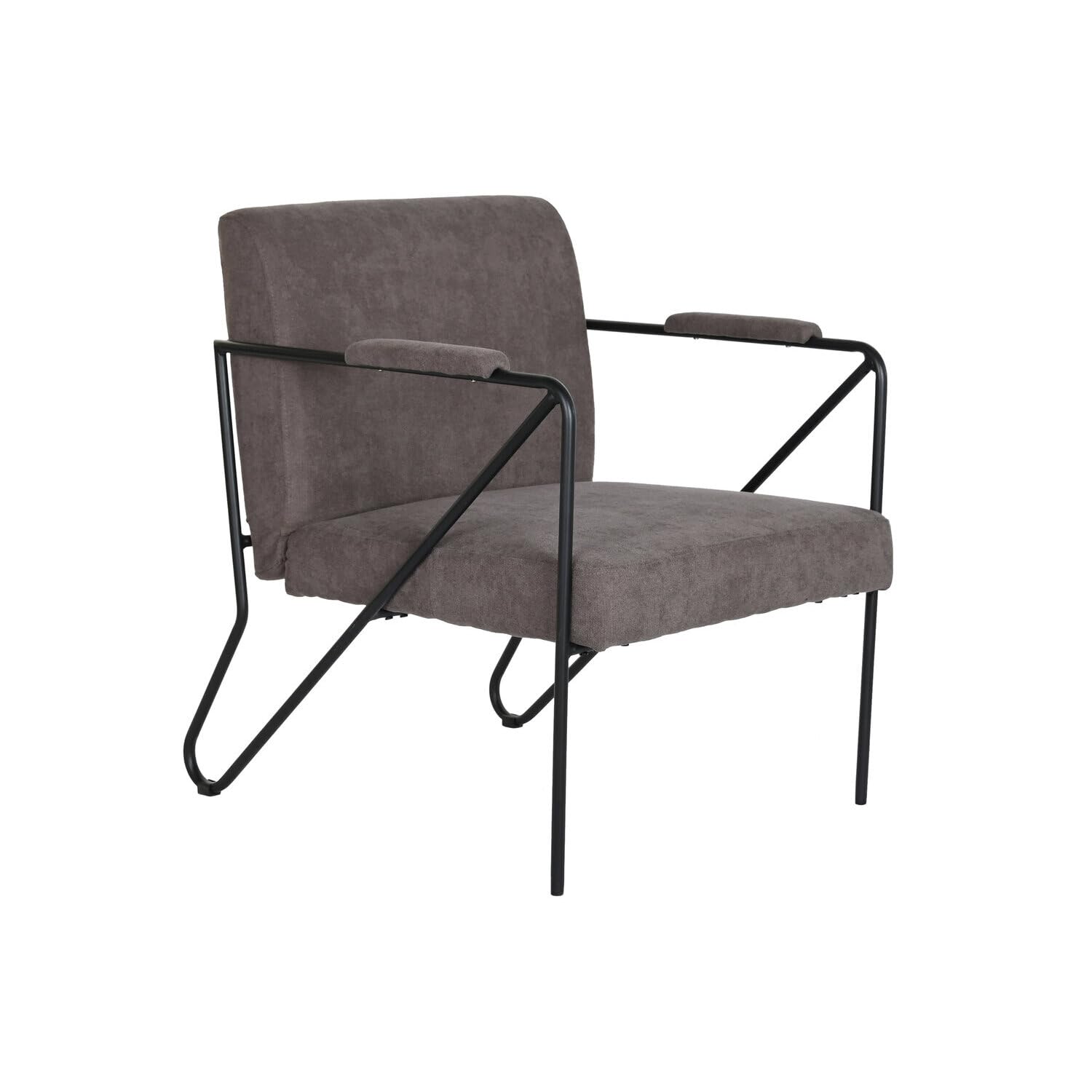 Fauteuil en polyester et métal gris 64x69.5x76 cm pour salon