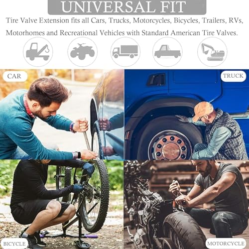 Image of 4PCS Valve Stem Extension, 8.25 Inch Flexible Schrader Valve Stem Extenders | Tire Valve Adaptor Compatible for Motorcycles, Harleys, Stroller, Bicycles and Portable Air Compressor