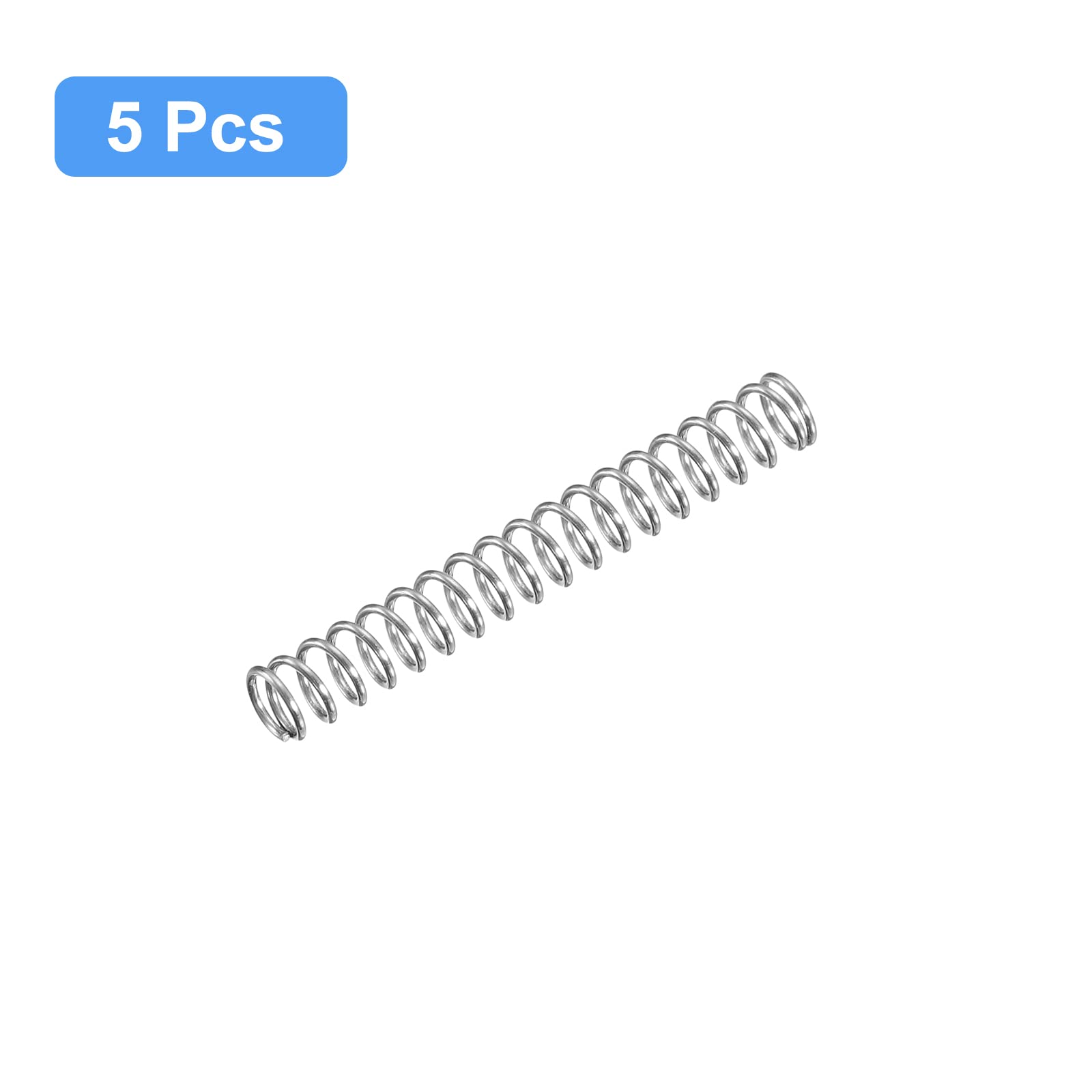QUARKZMAN Sprężyna kompresyjna 5 szt. ze stali nierdzewnej 304, 4 mm OD, rozmiar drutu 0,5 mm, długość 30 mm, srebrny odcień