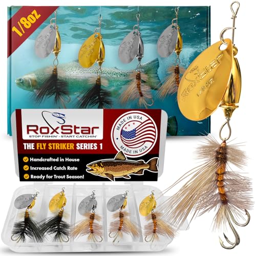RoxStar Fly Strikers Proven Nationwide to Out-Fish Any Spinner | Hand-Tied in The USA | Most Versatile Fishing Spinner Ever! Trout, Bass, Steelhead (1/8oz S1)