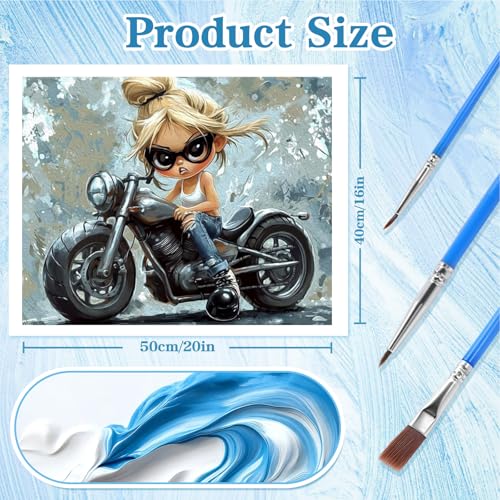 Manualidades de pintura de números para adultos principiantes con diseño de moto 3