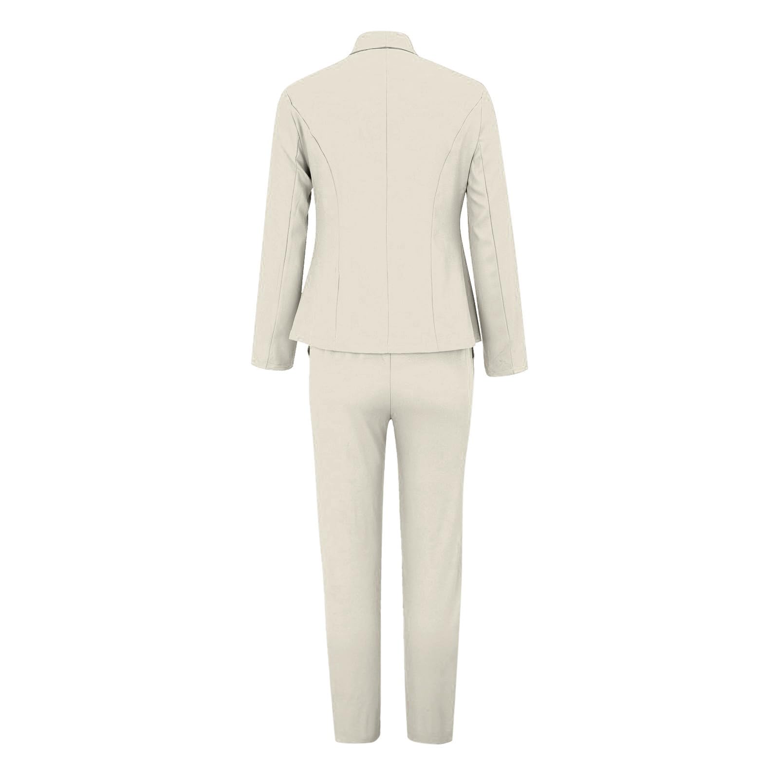 Generisch Zweiteiler Damen Elegant Hosenanzug Damen 2 Teilig Business Anzüge Set Zweiteiler Einfarbig Lange AnzugBlazer Elastischer Bund Hose Festlich Hosenanzüge Slimfit Frauen Freizeitanzug