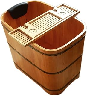 Boutique cypress wood barrel bath barrel bath barrel adult small apartment solid wood bath tub adult bath tub household whole body (Log color, 140cm*58cm*62cm(L*W*H)))