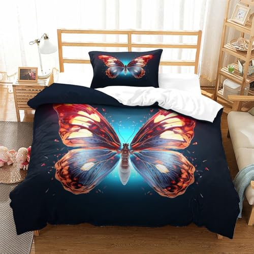 Parure de couette papillon 3D en microfibre pour chambre ado