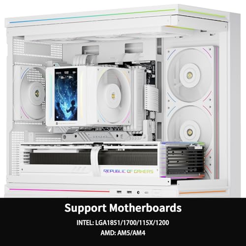 Image of Thermalright Peerless Assassin 120 Vision MAX ARGB White CPU Air Cooler, Twin Tower Radiator 2150RPM,480x854 Resolving Power IPS Screen with 5'',Computer Cooler for Intel lga1851 /1700 /115x,AM4 /AM5