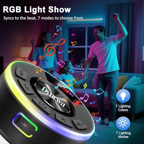 Image of Bluetooth Shower Speaker, IPX7 Waterproof Shower Speaker with Loud Clear Sound, LED Display /RGB Lights /Suction Cup, Built-in Mic, 10H Playtime, Bathroom Speaker for Pool /Beach /Party /Gift.