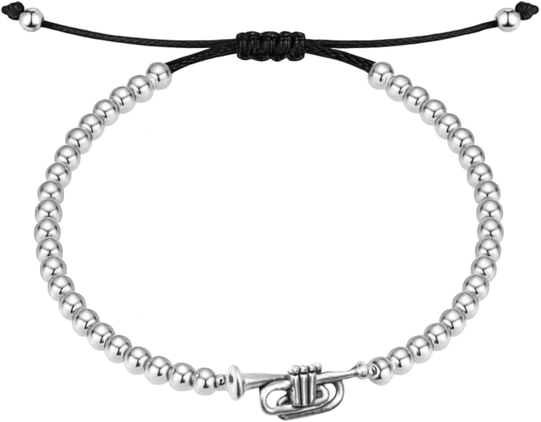 Sportybella Trumpet Charm Bracelet for Musicians – Adjustable Beaded Music Jewelry Gift for Band Students, Marching Band, Concert Performers & Music Lovers
