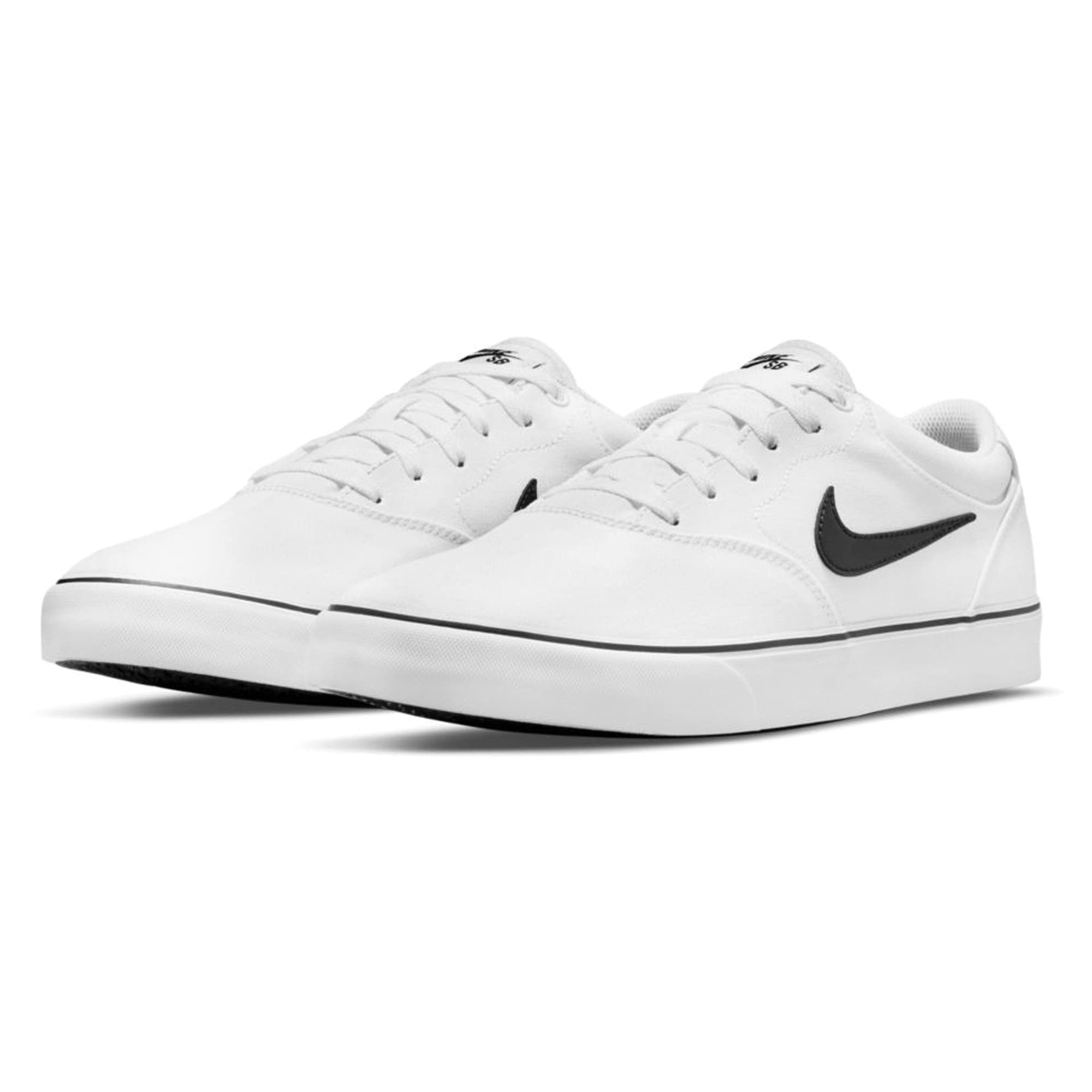 SB Chron 2 Canvas Skateboarding Shoes (White/White/Black)
