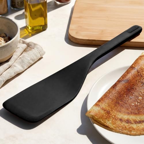 Image of Ember Cookware Silicone Flip Spatula 34 cm | 230C Heat Resistant | Wide, Versatile Spatula for Dosa, Pancakes & Cutlets | Platinum Grade Silicone | Non Scratch Seamless Unibody Design | Black
