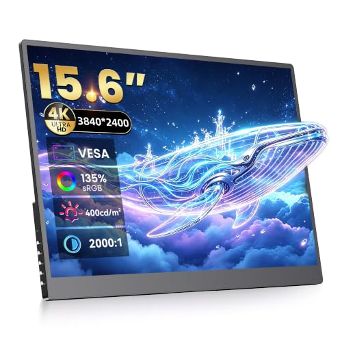 Image of 4K Portable Monitor - 15.6 inch UHD 3840 * 2400 for Laptop /Mac (Dark)